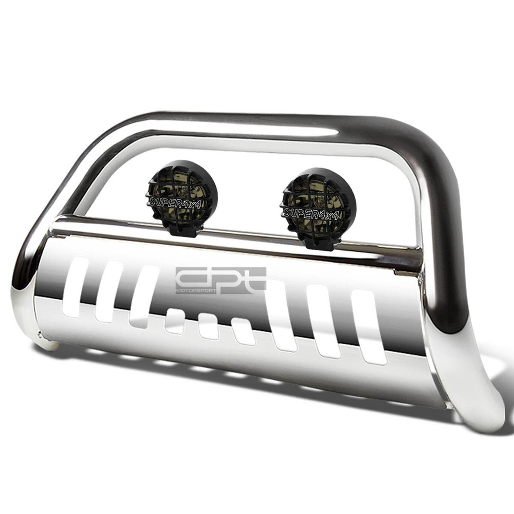 FOR 07-14 TOYOTA FJ CRUISER CHROME BULL BAR BUMPER GRILLE GUARD+TINTED FOG LIGHT