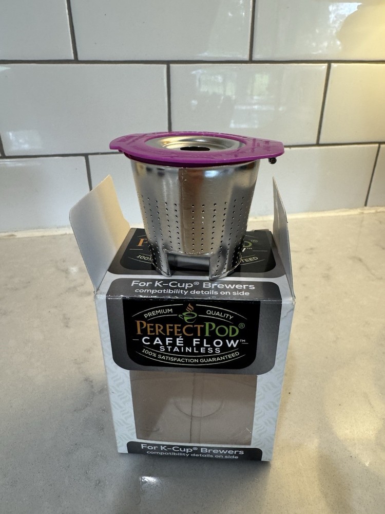 Refillable K11200 Cafe-Flow Coffee Pod Filter Cup in Purple and Silver