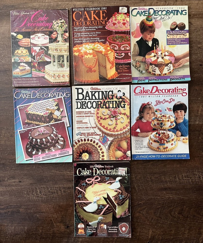 Vintage WILTON Yearbooks LOT Cake Decorating Guides Candy Making Star Wars READ