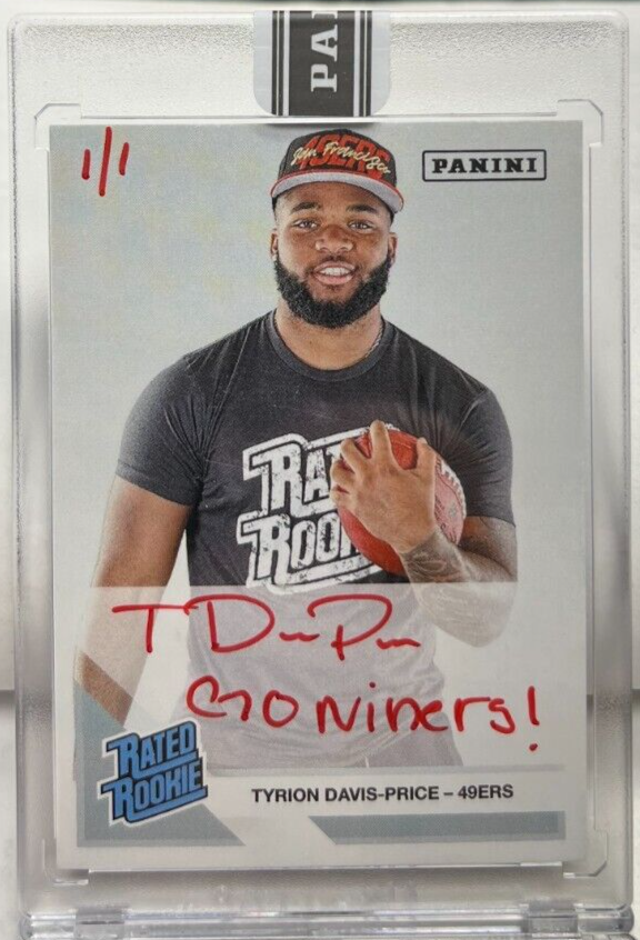 Tyrion Davis-Price 2022 Panini Instant RC Next Day RED Ink Autograph Auto #d 1/1-image