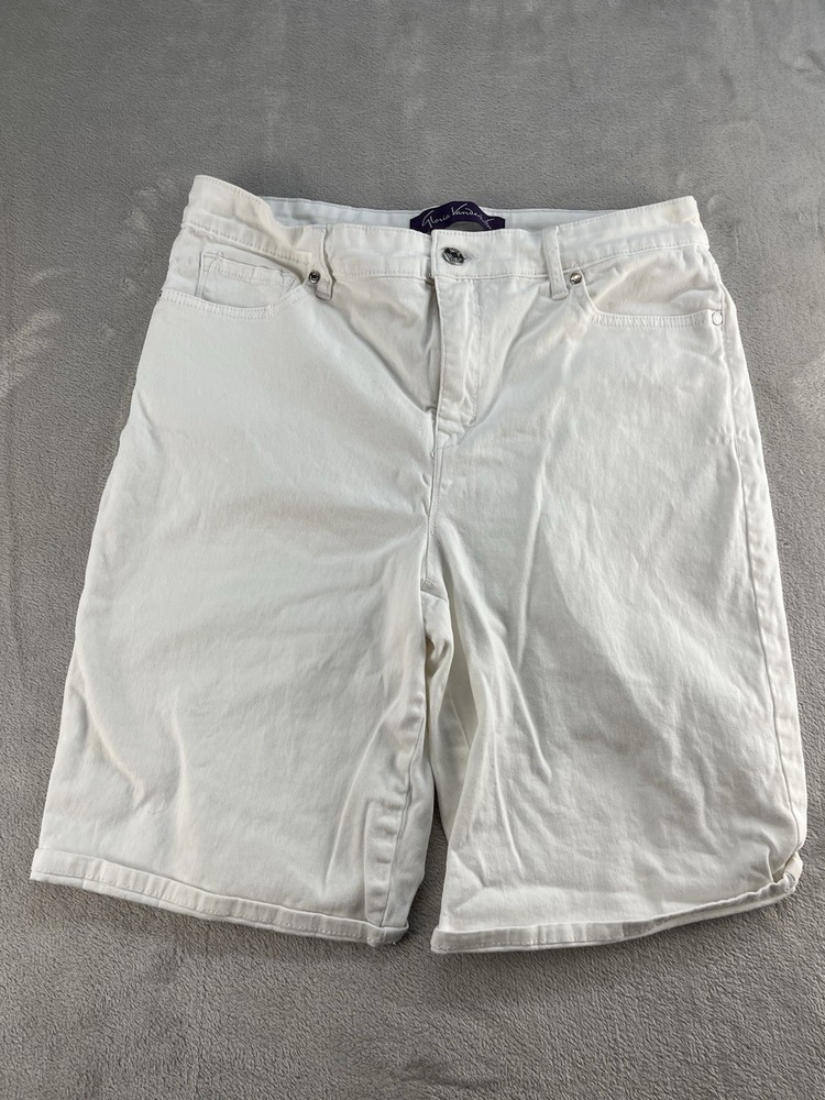 Gloria Vanderbilt Bermuda Shorts Womens 12 White Casual Cotton Blend