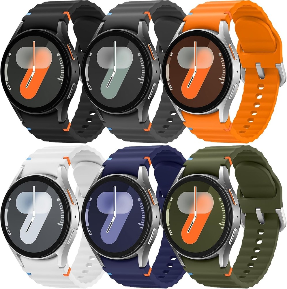 6 Pack Soft Silicone Strap Compatible with Samsung Galaxy Watch 7 40mm 44mm