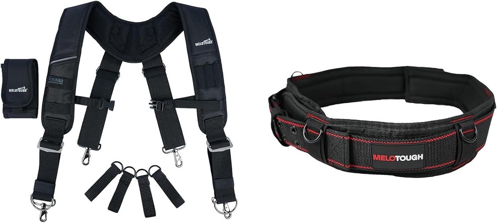 MELOTOUGH Tool Belt Suspenders Construction Bag Suspenders Heavy Duty Padded Wor