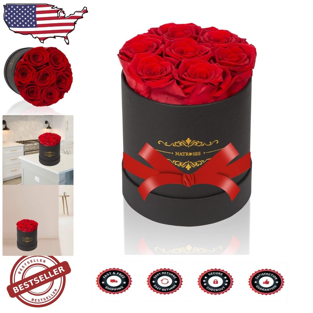 Elegant Preserved Red Roses Gift Box for All Occasions with Timeless Beauty