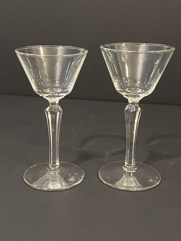 Libbey 2oz Geometric Long Stem Cocktail Glass Set Clear Pair