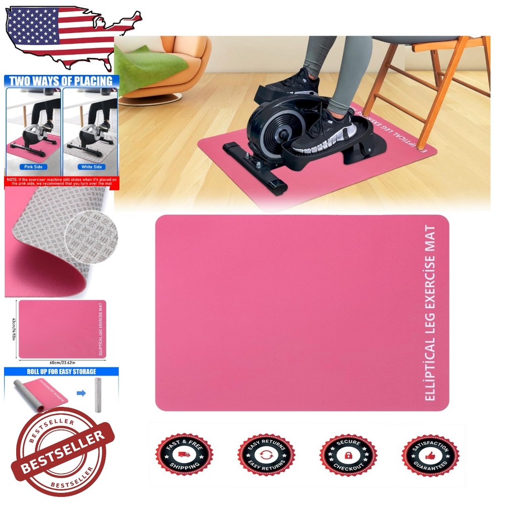 Pink Non-Slip Workout Mat for Elliptical Machines with Floor Protection