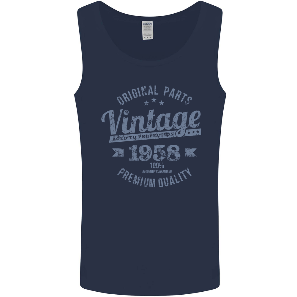 Vintage Year 67th Birthday 1958 Mens Vest Tank Top Navy Blue