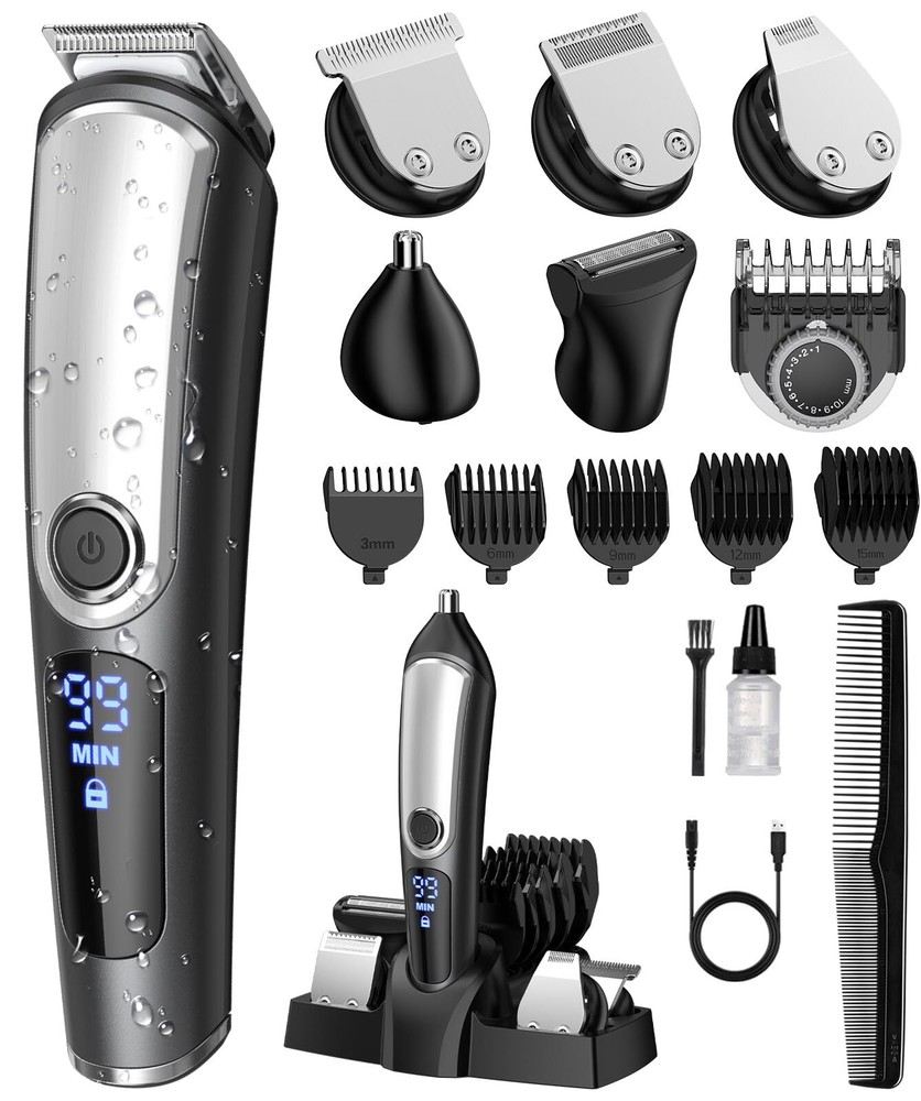 Men's Cordless Rechargeable Electric Beard Trimmer & Face Shaver