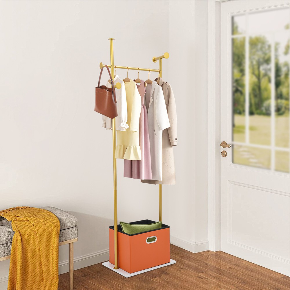 Heavy Duty Freestanding Coat Rack with Marble Base and Metal Frame