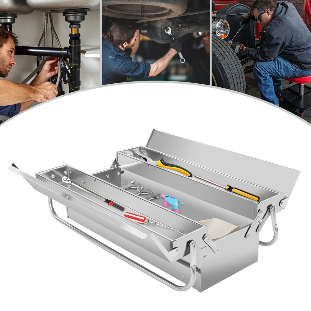 2-Layer Folding Tool Storage Box - Multi-Function Organizer