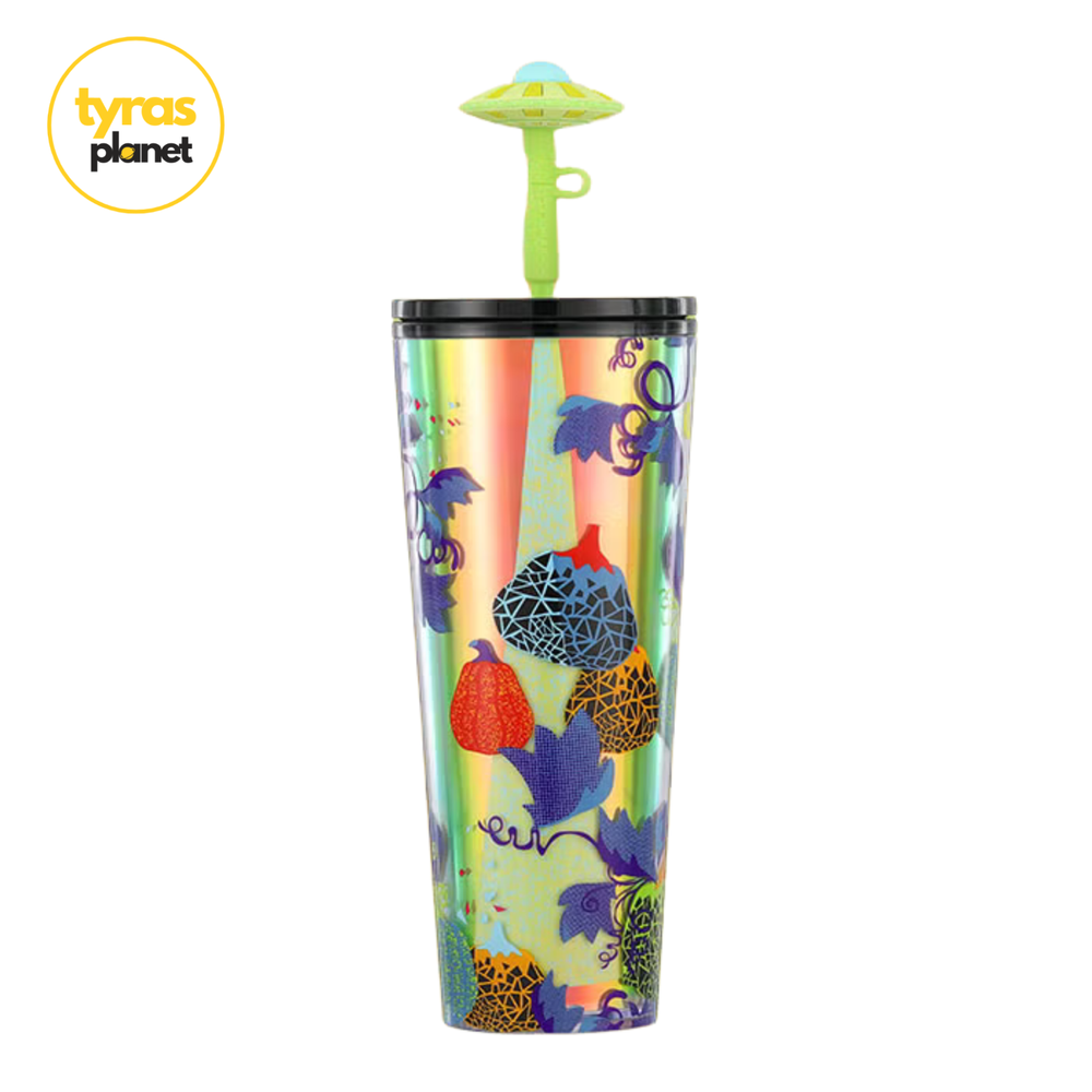 Starbucks 24 oz UFO Cold Cup with Spaceship Straw Topper Halloween Edition