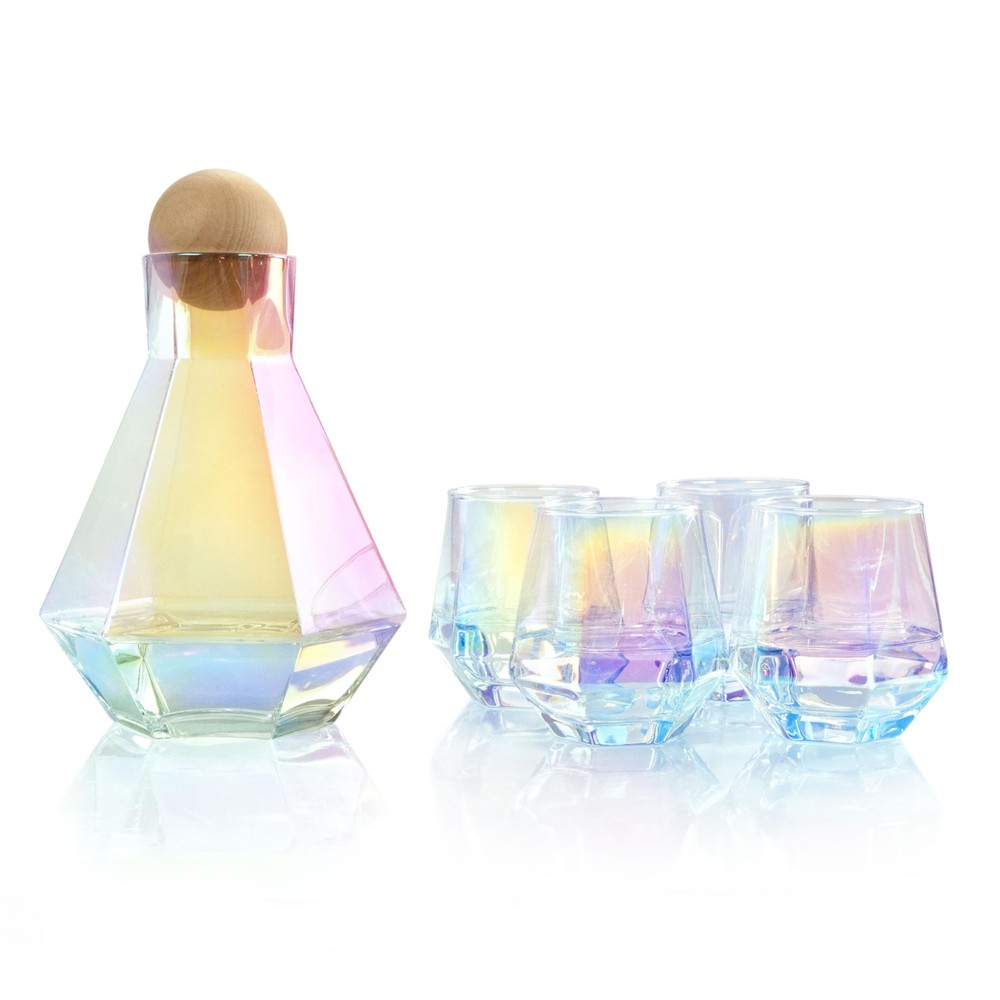 Premium Wine & Whiskey Decanter Set with 4 Glasses - Elegant Carafe & Tumbler Gift Set  