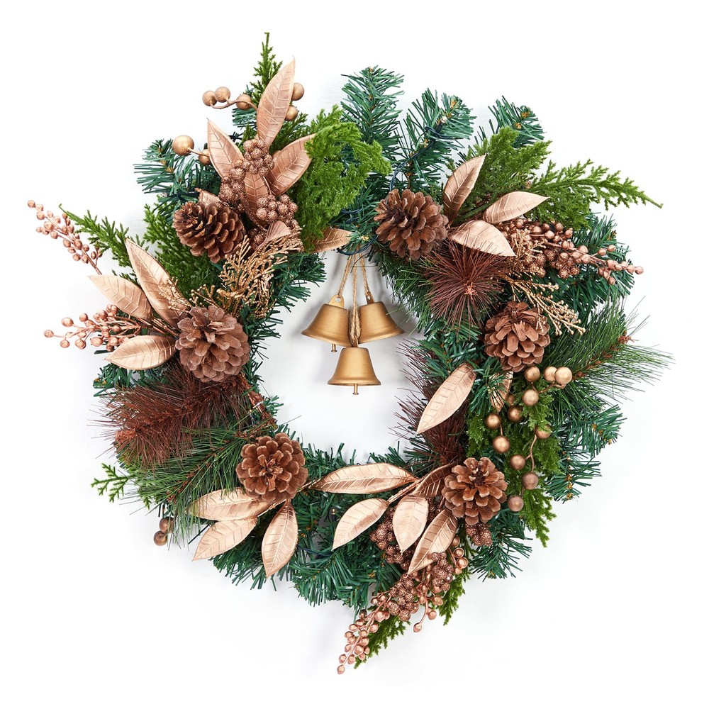 18-Inch Battery-Operated Christmas Wreath with Lights for Outdoor Holiday Decoration