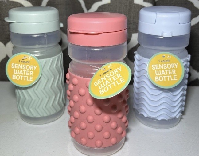 9 Sensory Water Bottles in Green, Pink, Blue - 20.97 fl oz, Cold Drinks