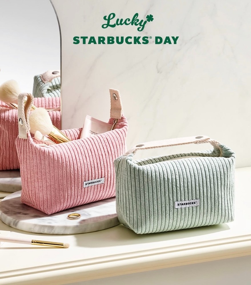 Starbucks Korea 2026 Corduroy Pouch - Mint, Pink
