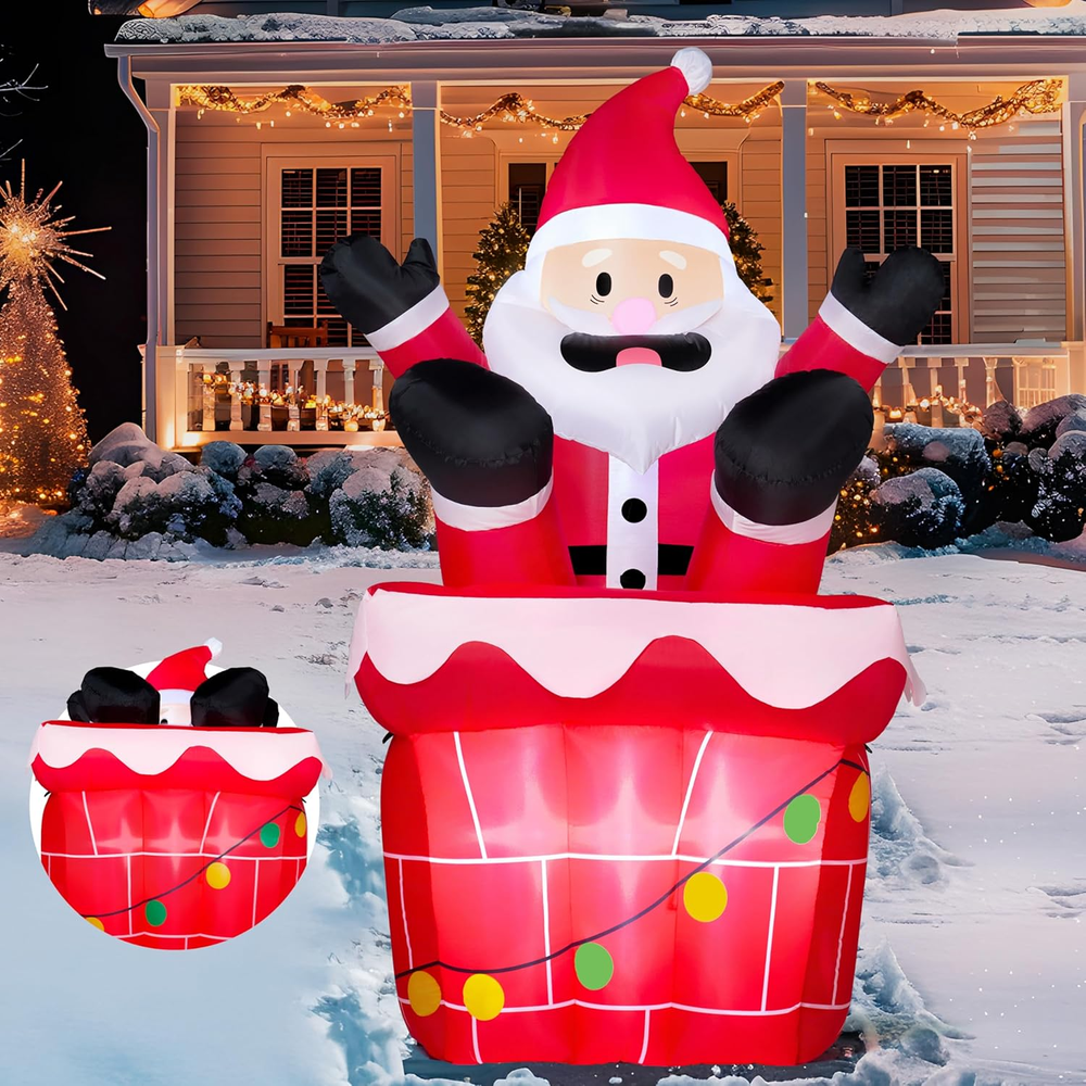 5FT Christmas Inflatables Animated Santa Claus 2025 NEW LED Outdoor Decoration