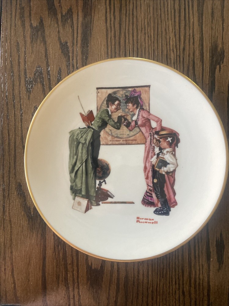 Back to School, Norman Rockwell, Danbury Mint Plate, 1978, Gorham Fine China-image