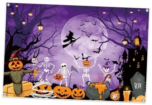 Halloween Photo Backdrop Polyester Halloween Birthday Decorations 10x8ft