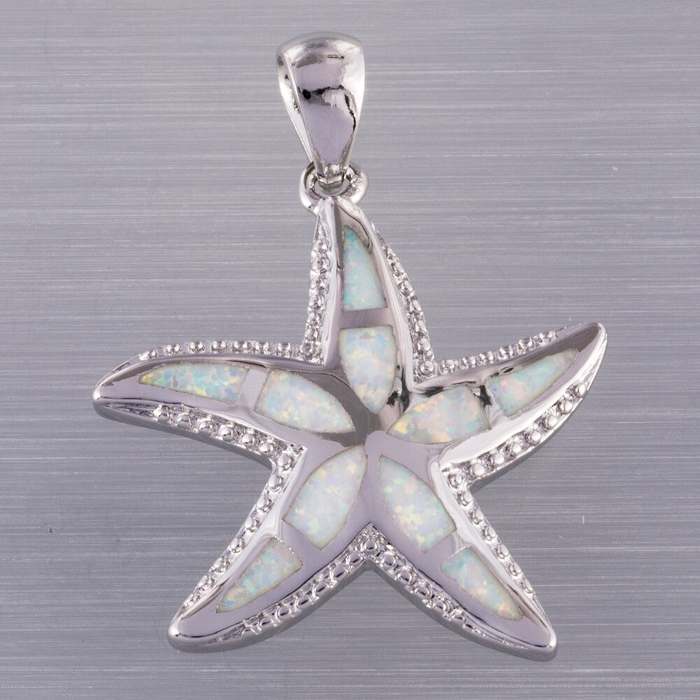 Starfish White Fire Opal Silver Jewelry Necklace Pendant