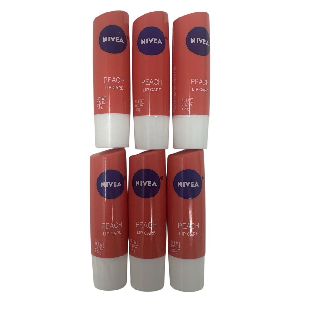 6-Pack NIVEA Peach Lip Balm 0.17oz Discontinued Formula Sealed