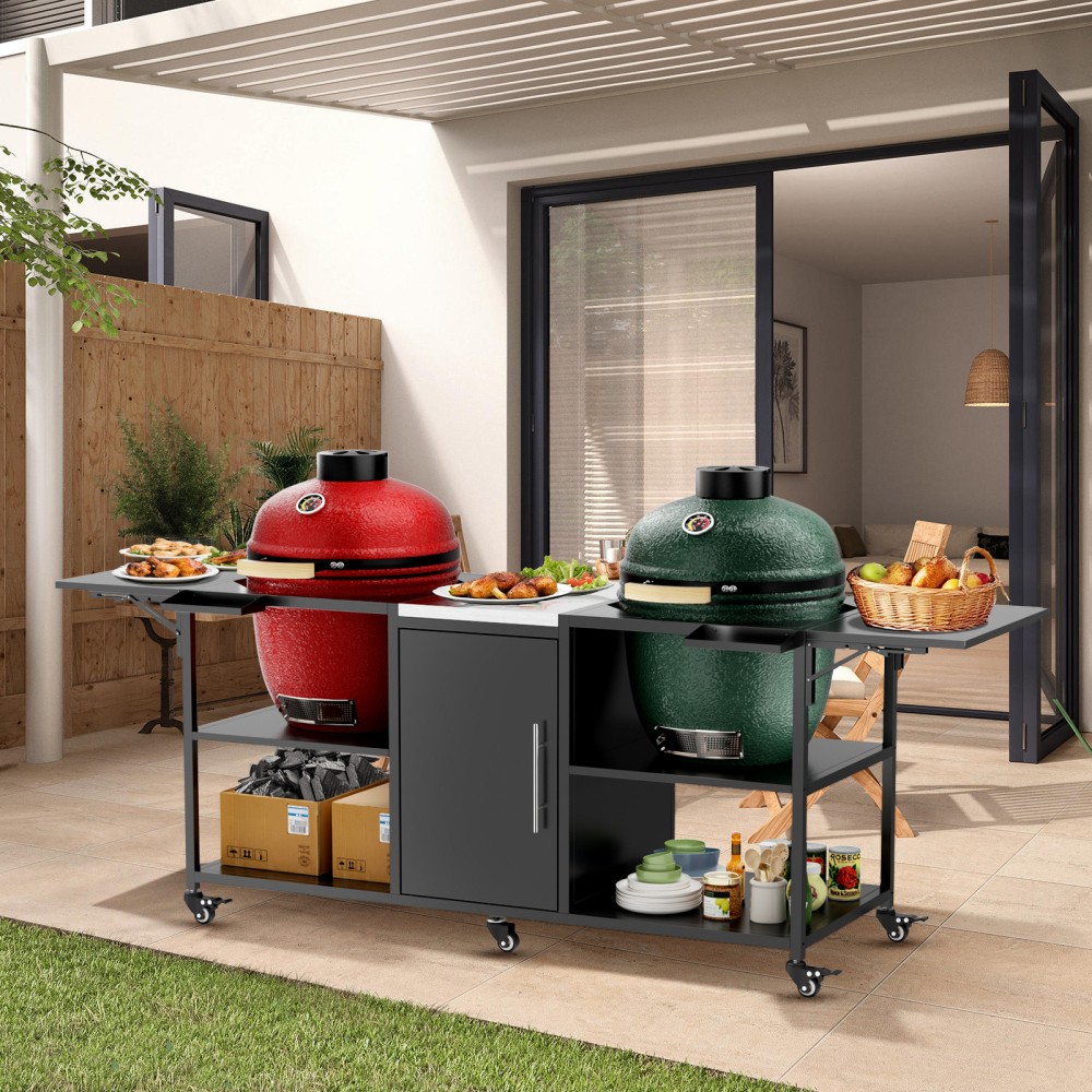 Outdoor Grill Cart Compatible W Large Big Green Egg Kamado Joe 18 Inch
