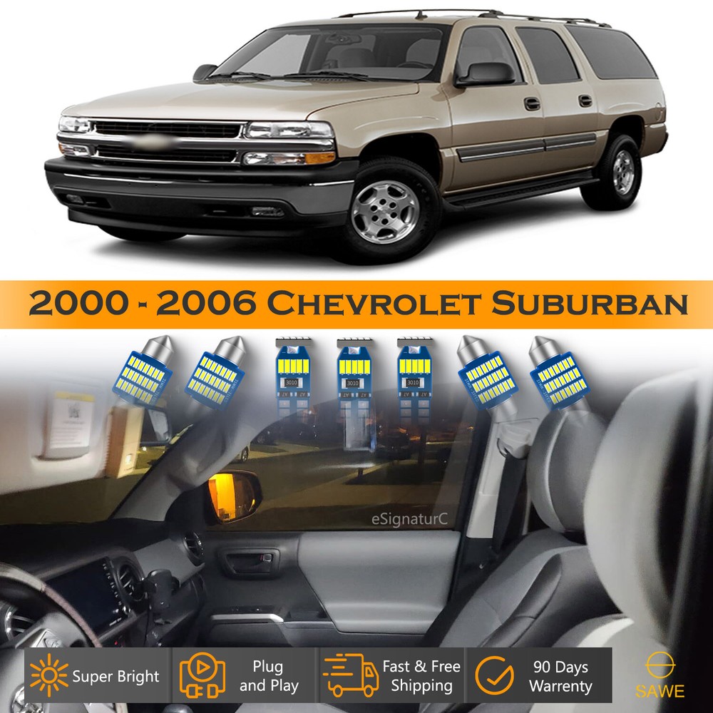 14 x Ultra White LED Lights Interior Package Kit For 2000 - 2006 Chevy Suburban