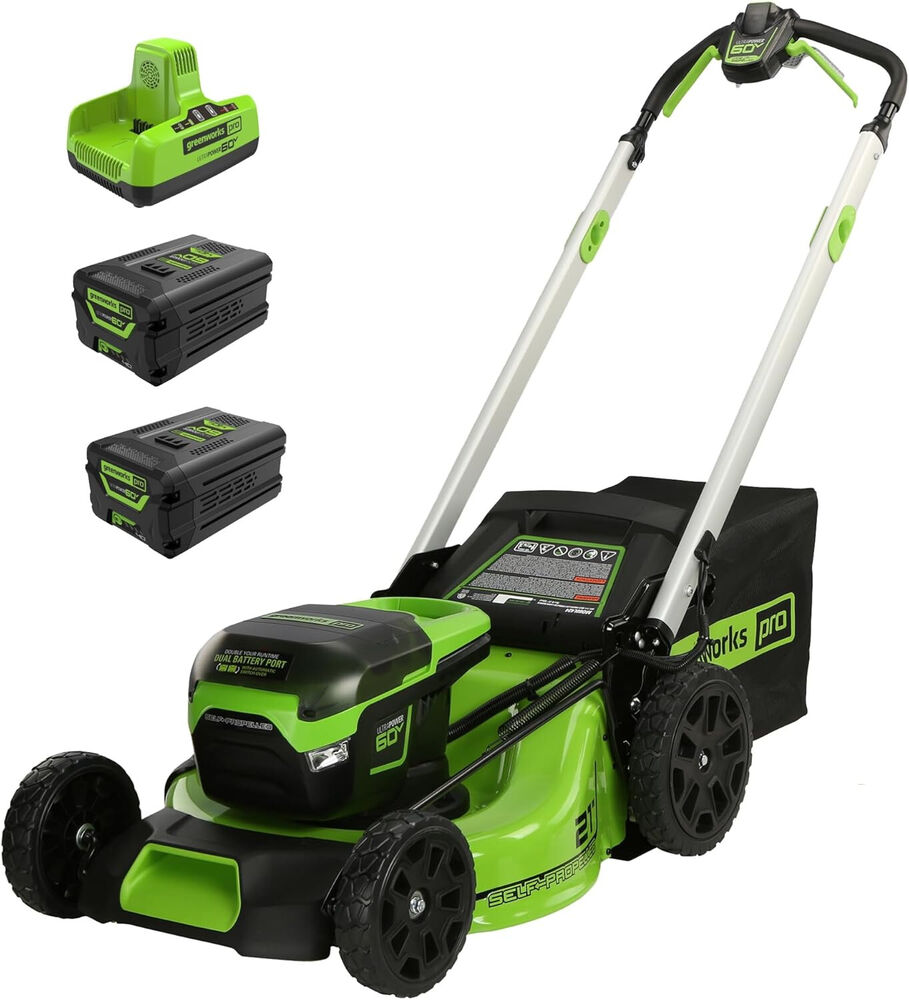 Greenworks 60V 21” Cordless Self-Propelled Lawn Mower) + 2x 4.0Ah Batteries