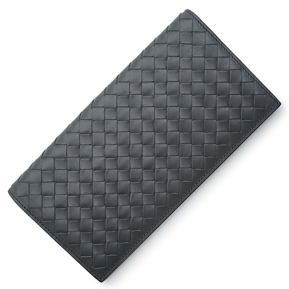 Bottega Veneta  Intrecciato Calfskin Gray Bifold Long Wallet Unused