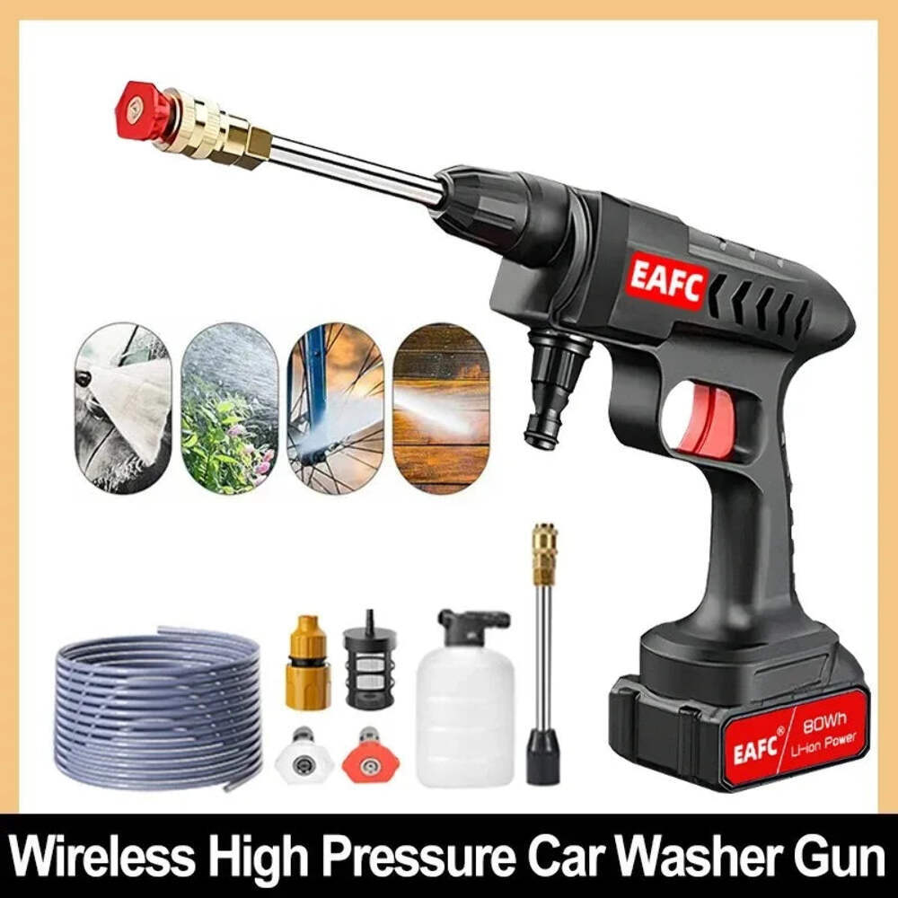 20000mAh Car Wash Gun Wireless Washer Spray Nozzle High Pressure Cleaner for Aut