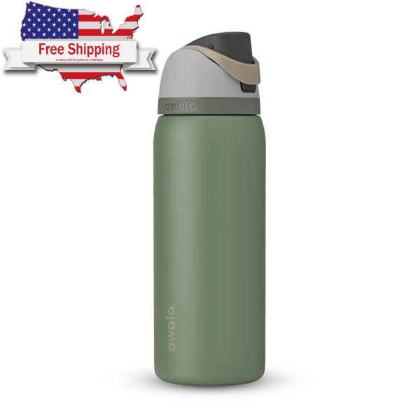 Owala FreeSip Stainless Steel Insulated Water Bottle, 32oz, Green House.