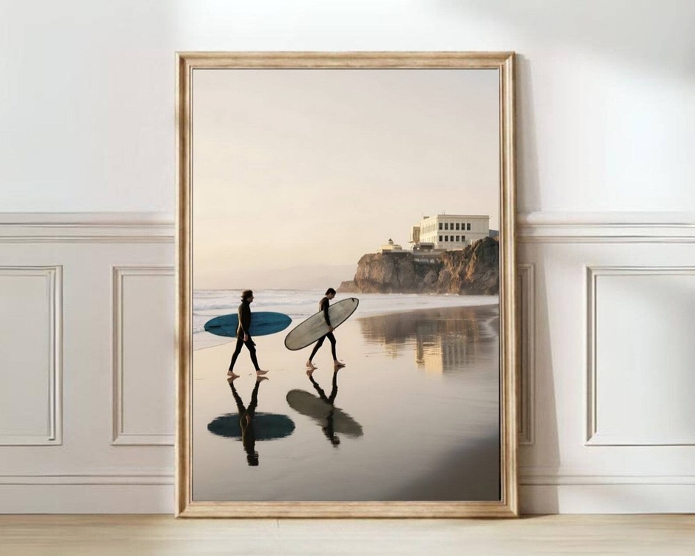 Surfer Wall Art Surfing Poster Beach House Decor Surfboard Beach Art Coastal