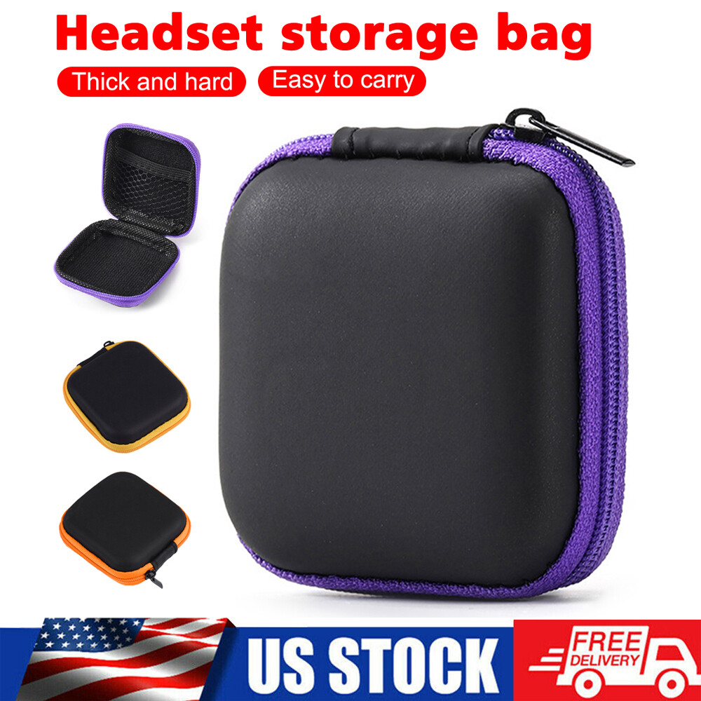 Mini Square Wallet Zip Around Storage Bag Earphone Coin Case Cable Box EVA Pouch