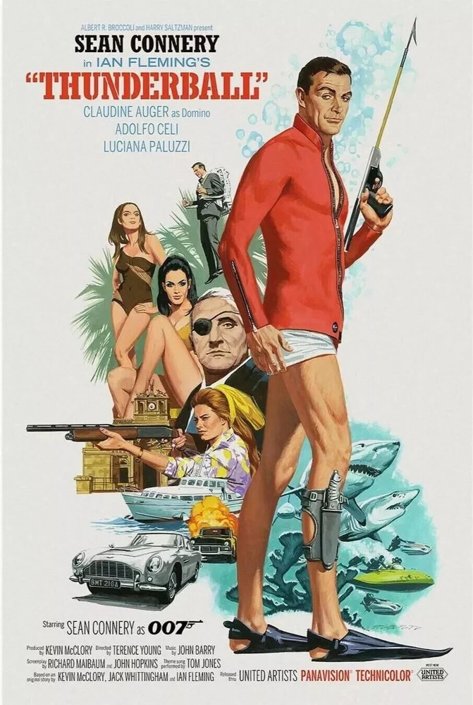 1965 James Bond Thunderball Movie Poster Sean Connery Wall Art Decor Gift