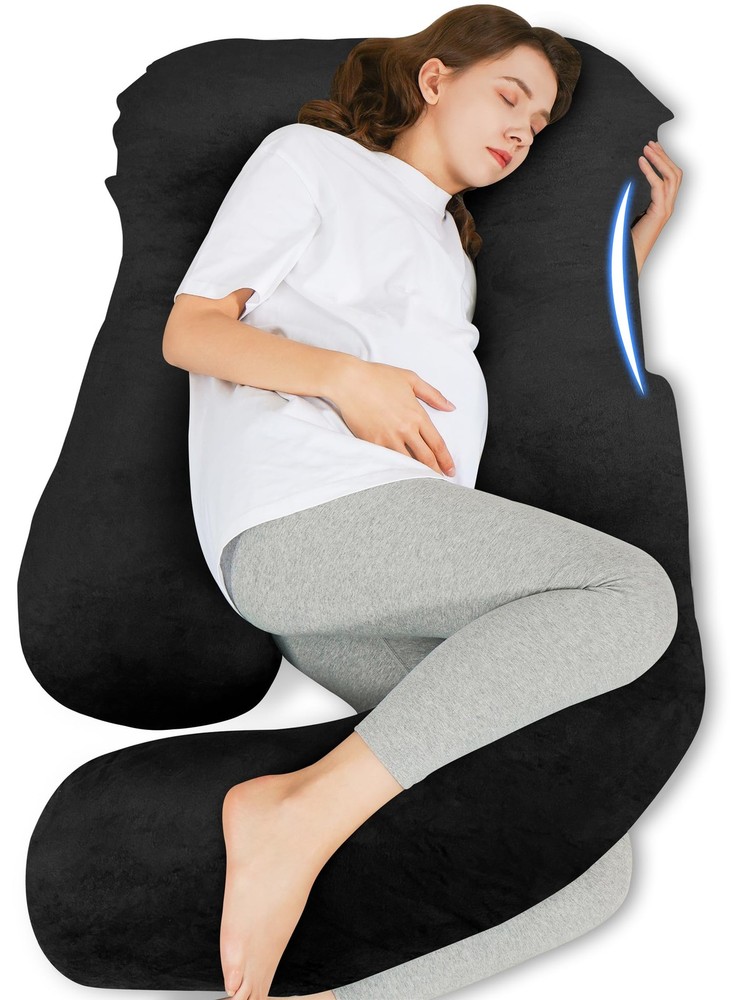 U-Shaped Pregnancy Pillow for Sleeping - Full Body Maternity Support Pillow w...