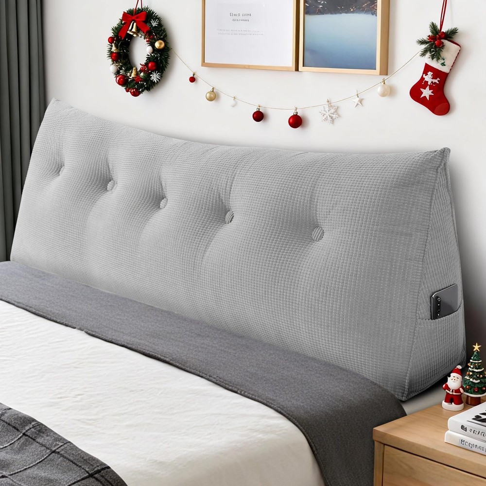 Soft Headboard Pillow King Size, Wall Backrest Wedge Pillow Headboard King, R...
