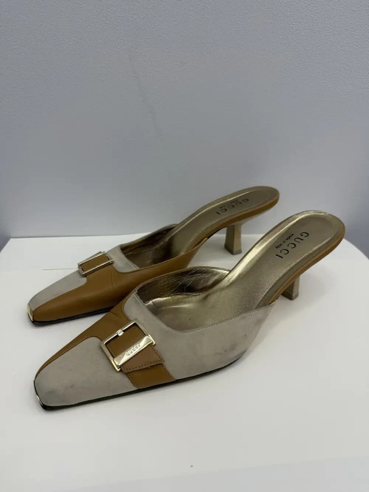 Vintage Gucci by Tom Ford Heels Mules Striped Slides Size 40