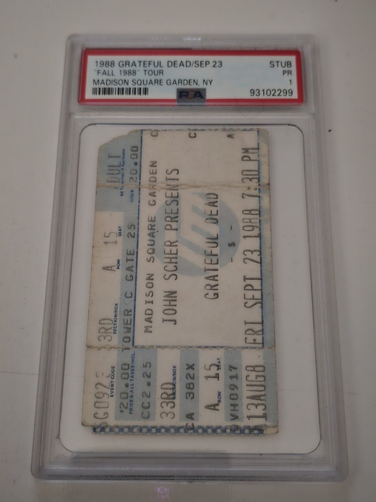 1988 Grateful Dead MSG Fall Tour Concert Ticket Stub PSA 1 Graded