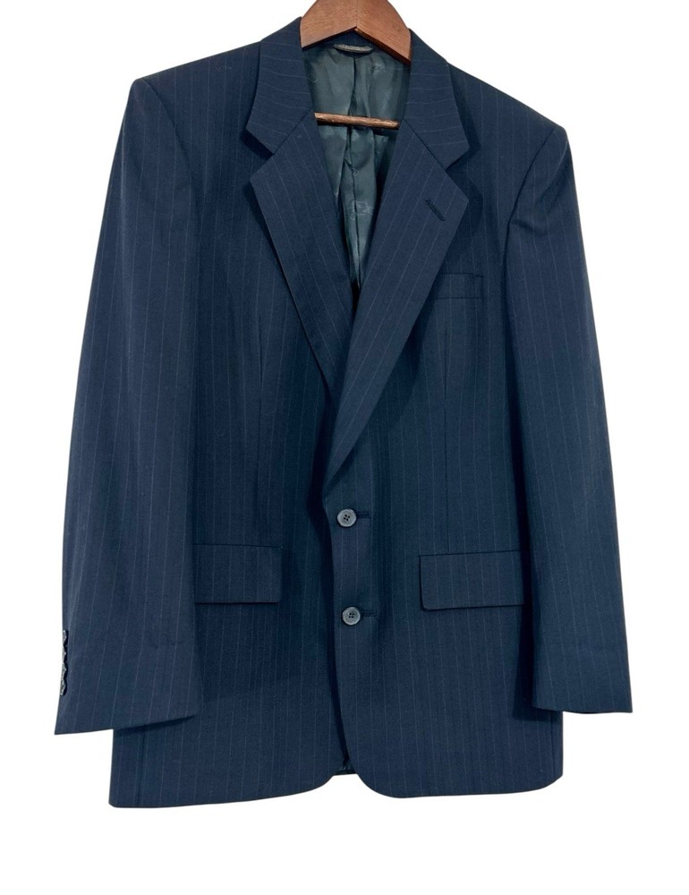Vintage Christian Dior Monsieur Men’s Dark Navy Pinstripe Suit Jacket Tailored