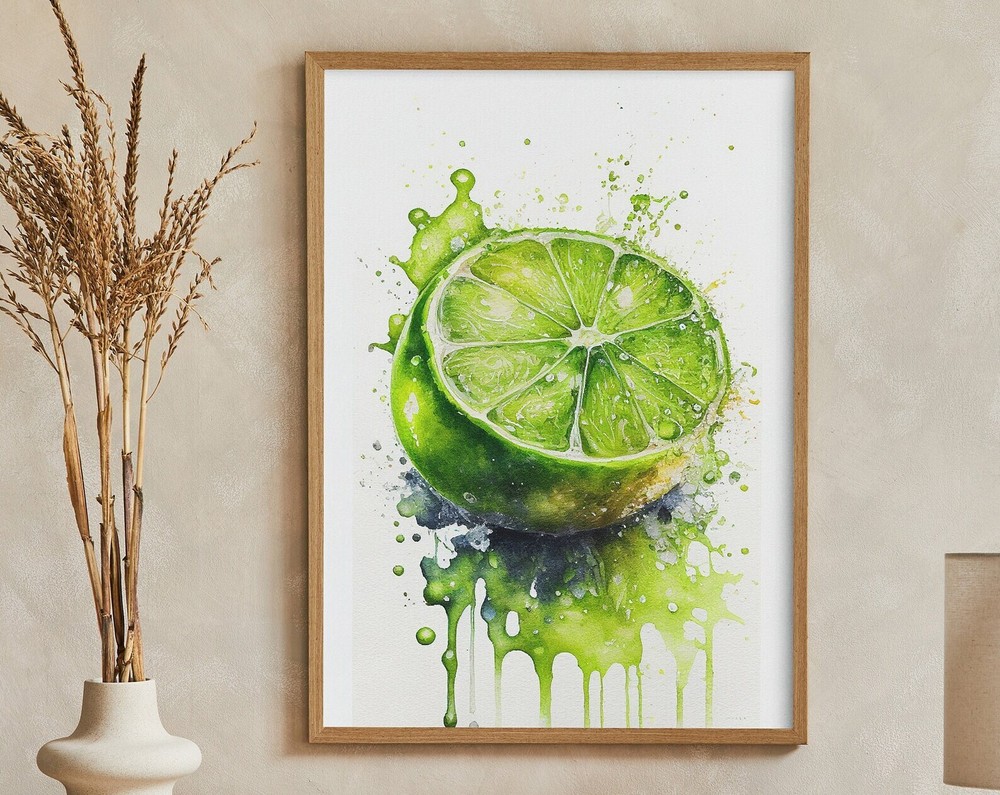 Lime Watercolor Artwork Print At Home Wall Art Wall Art Print Instant Art