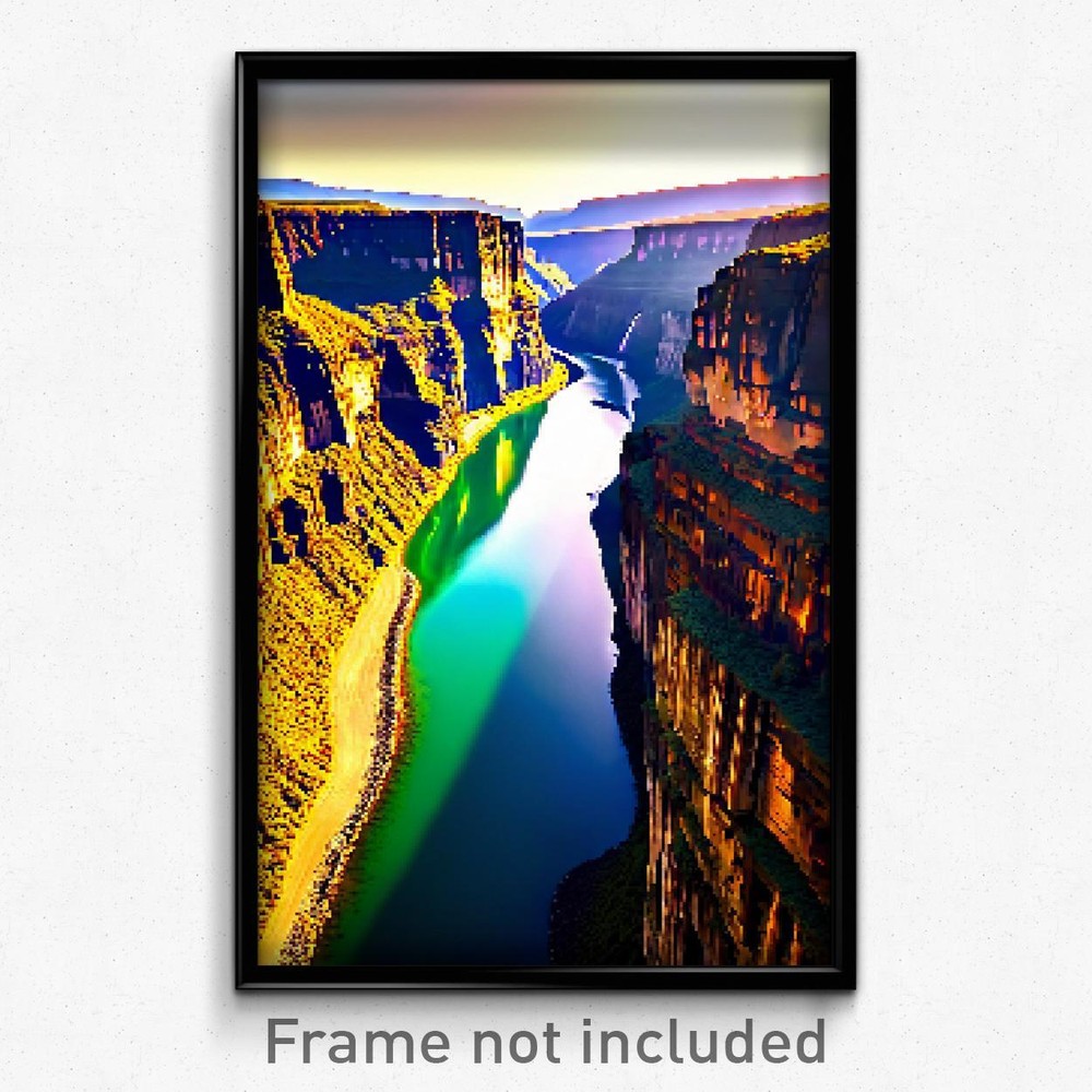 Psychedelic 8-Bit Pixel Art Poster of Enormous Gorge Retro Game Print