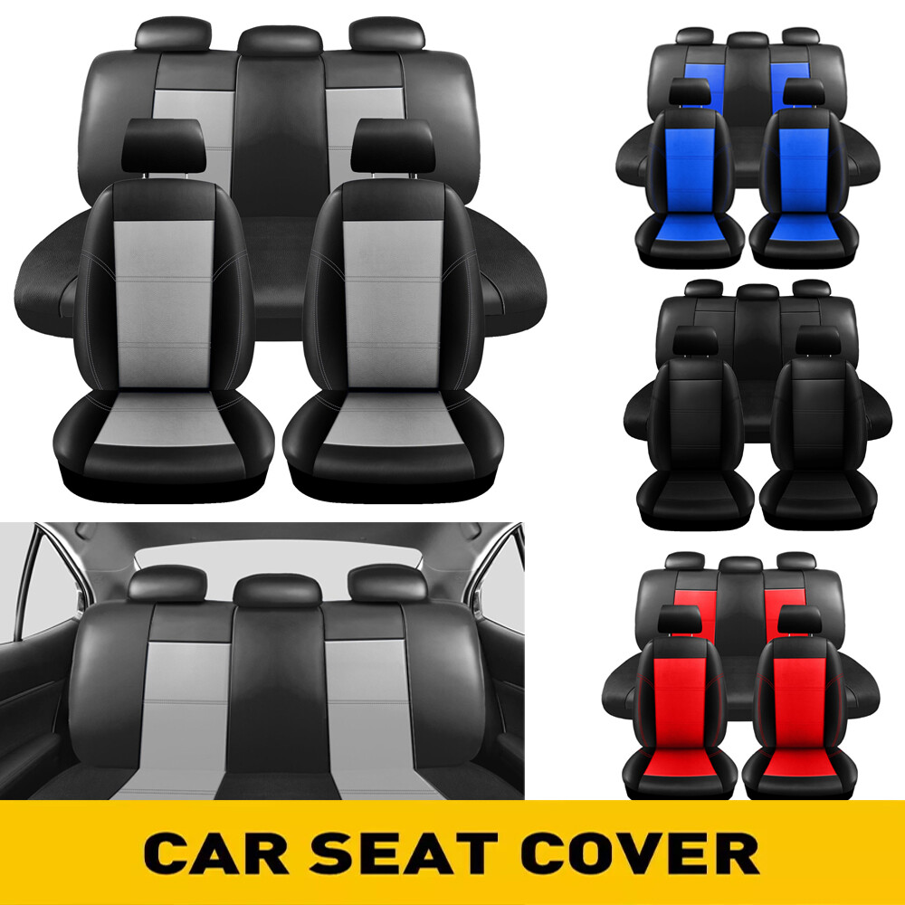 Universal PU Leather Car Seat Cover Full Set for 5 Seats Front Rear Back Cushion
