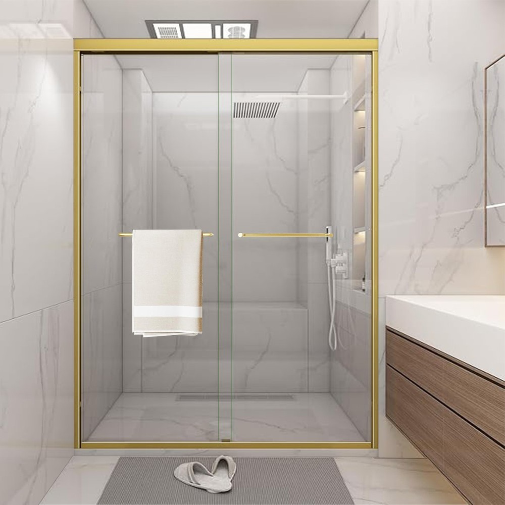 48''W x 72''H Gold Shower Room Glass Door Glass Door For Bathroom Long Lasting