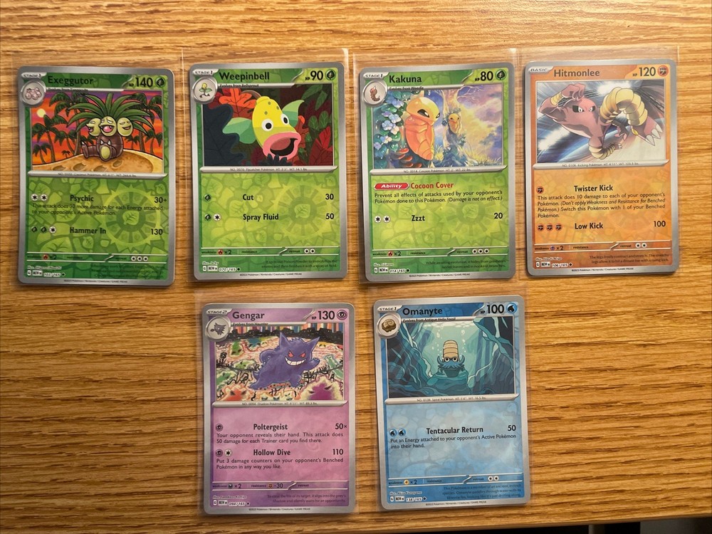 Pokemon 151 English Reverse Holo Lot of 7 Cards - No Duplicates Includes Gengar Omanyte