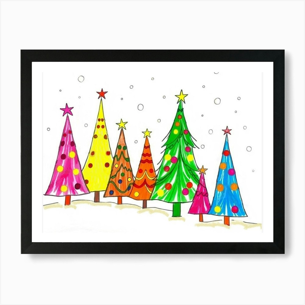 Christmas Trees 3 Art Print Framed Wall Art Poster Canvas Print Picture