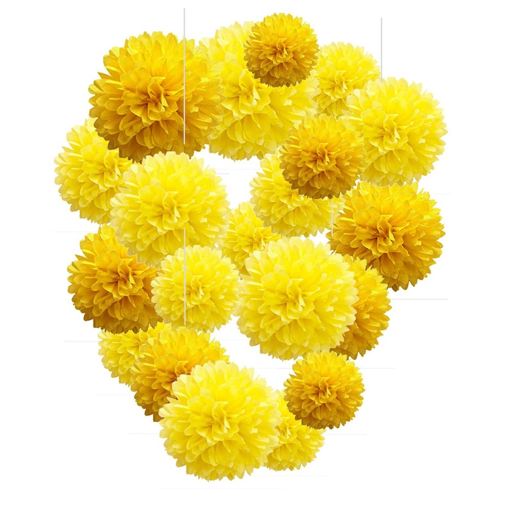 Yellow Paper Pom Poms 10