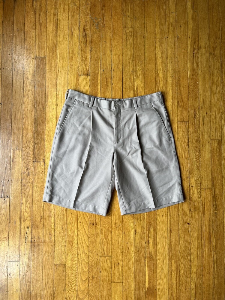 Nike Golf Dri Fit Shorts Pleated Mens 34 Khaki Used