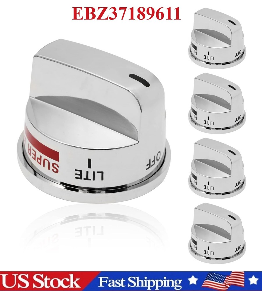 (4)EBZ37189611 +(1) EBZ37189609 Gas Stove Burner REPLACEMENT Knobs for LG 5pcs