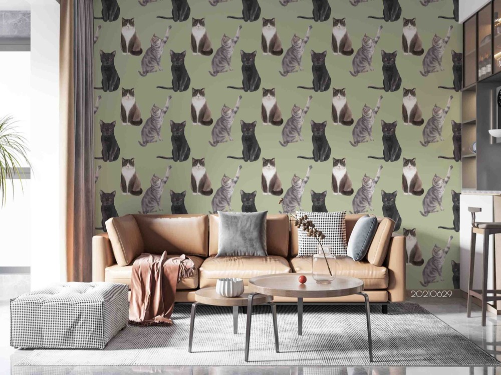 3D Cat Pattern Wall Murals Wallpaper Murals Wall Sticker