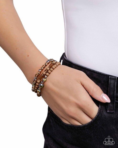 New Paparazzi Jewelry-Dreamy Dance Stretch Bracelet-Brown