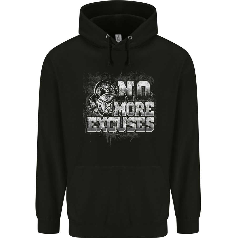 No Excuses Gym Training Top Bodybuilding Mens 80% Cotton Hoodie